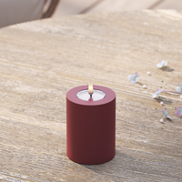 Udendørs LED Bloklys Ø 7,5 x 10 cm Bordeaux