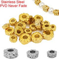 20pcs 4 5 6 mm Stainless Steel Large Hole Spacer Beads PVD Never Fade Bracelet Necklace Beads For Diy Jewelry Making Supplies