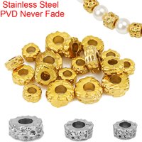 20pcs 4 5 6 mm Stainless Steel Large Hole Spacer Beads PVD Never Fade Bracelet Necklace Beads For Diy Jewelry Making Supplies