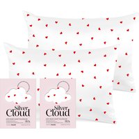 Silver Cloud Heart Print Satin Pillowcase Twinpack