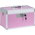 14" Medicine Lock Box, First Aid Safe Medication Storage, Aluminum Daily Cabinet with Key, Portable for Family Use, Pink