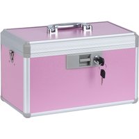 14" Medicine Lock Box, First Aid Safe Medication Storage, Aluminum Daily Cabinet with Key, Portable for Family Use, Pink