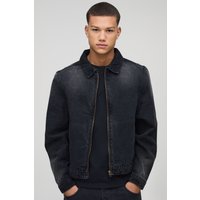 Chaqueta Harrington Vaquera Negra Desteñida, Negro
