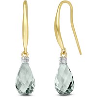 Green Amethyst & Diamond Dimensional Drop Earrings in 9ct Gold