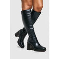 Botas Por La Rodilla Con Tacón Grueso, Negro