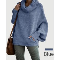 Women's Batwing Cowl Neck Sweater with Pockets