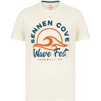 T-Shirts Wave Fest Motif Cotton Jersey T-Shirt in Marshmallow White - South Shore / XXL - Tokyo Laundry