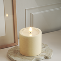 Unique LED-Blockkerzen D 10 x 10 cm Creme