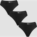 MP Women's Mid Rise Thong (3 Pack) - Black - M