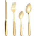 Vintage Ceramic Handle Stainless Steel Cutlery Set - 12 or 16 Piece, Gold or Silver, Classic Tableware | Wowcher