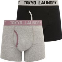 Mens Underwear Comon (2 Pack) Boxer Shorts Set in Light Grey Marl / Grapeade / M - Tokyo Laundry