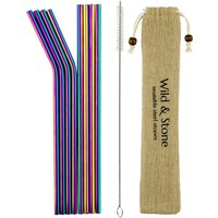 Reusable Stainless Steel Straws - Rainbow - 8 Pack