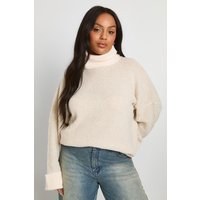 Jersey Plus Largo De Cuello Vuelto Con Mangas De Murciélago, Blanco