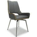 Mako Dining Chair - Set of 2 - Grey Leather - Swivel