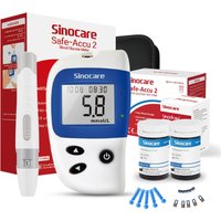 Monitor de azúcar en sangre Sinocare Safe Accu 2 con tecnología avanzada, 200 memorias para conocer los cambios de valor | 1 metro + 50 piezas × (tiras + lancetas) | mg/dl