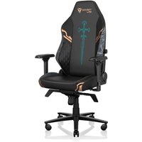 Ergonomic Reclining Computer Chair with 4D Armrests, Magnetic Pillow, Lumbar Support - Small, Black/Green Leatherette