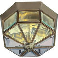 Searchlight 8235AB Flush Ceiling Light In Antique Brass With Bevelled Glass
