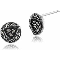 Rennie Mackintosh Round Marcasite Stud Earrings in 925 Sterling Silver