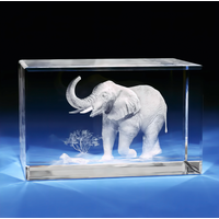 3D Memory Crystal™ - Tabletop - Rectangle - Elephant-Small