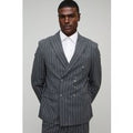 Oversized Warped Pinstripe Blazer, Gris