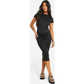 Vestido Premamá Midaxi Súper Suave De Manga Corta, Negro