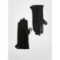 Guantes De Cuero Sintético Con Detalle De Costuras, Negro
