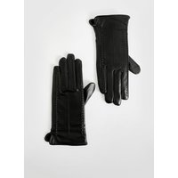 Guantes De Cuero Sintético Con Detalle De Costuras, Negro