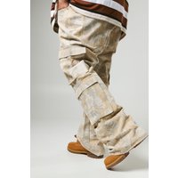 Vaqueros Plus De Campana Cargo Ajustados Con Estampado De Camuflaje Bosque, Beige