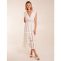 Crochet Angel Sleeve Tiered Maxi Dress - 12 / IVORY