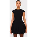 Black Cap Sleeve Mini Curved Shift Dress