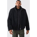 Chaqueta Tall De Borreguito Con Cuello Alto, Negro