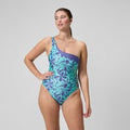 Maillot de bain Femme Asymmetric imprimé bleu/vert