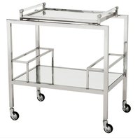 Casa Padrino Luxus Bar Trolley Servierwagen aus Edelstahl und Glas 72 x 47 x H. 72 cm - Luxus Hotel & Restaurant Einrichtung MÃ¶bel