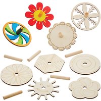 Wooden Shaped Spinning Tops  (Pack of 9)