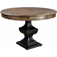 Casa Padrino Landhausstil Esstisch Braun / Schwarz Ã 123 x H. 78 cm - Runder Massivholz KÃ¼chentisch - Esszimmer MÃ¶bel - Massivholz MÃ¶bel - Landhausstil MÃ¶bel - Landhausstil Einrichtung