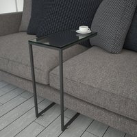 Callen Tempered Glass Top Side Table with Anthracite Metal Frame