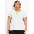 Blusa Peplum Branca Detalhe Gota Plus Size