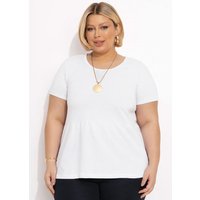 Blusa Peplum Branca Detalhe Gota Plus Size