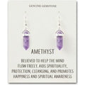 Amethyst Gemstone Drop Earrings with Quote Card