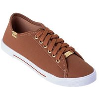 Tênis Caramelo com Detalhes em Dourado