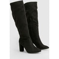 Botas Por La Rodilla De Holgura Ancha Con Tacón Grueso, Negro