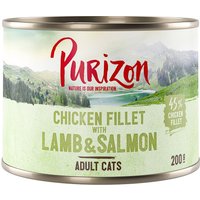 Purizon Adult 24 x 200 g - senza cereali - Filetto di Pollo con Salmone & Agnello