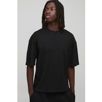 Basic Oversized Boxy Crew Neck T-Shirt, Negro