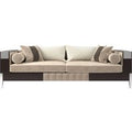 Casa Padrino Luxus Art Deco Samt Sofa Beige / Dunkelbraun / Silber 257 x 84 x H. 83 cm - Edles Wohnzimmer Sofa - Luxus QualitÃ¤t - Art Deco MÃ¶bel