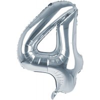 Cijfer Ballon '4'  Zilver (100CM)