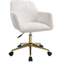 Velvet Upholstered Ergonomic Swivel Chair - Flared Arms & Adjustable Height | Wowcher