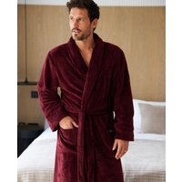 Men's Burgundy Fleece Dressing Gown - Size: XL  - Savile Row Company