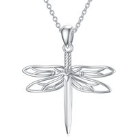 Sterling Silver Dragonfly & Sword Pendant Necklace