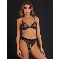 Brasiliana aperta con brillantini e dettagli in strass in velluto e tulle Privé - It Girl / NERO / 2