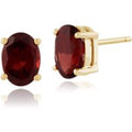 Classic Oval Garnet Stud Earrings in 9ct Yellow Gold